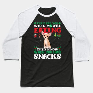 Christmas Dog Eating Snacks Baseball T-Shirt